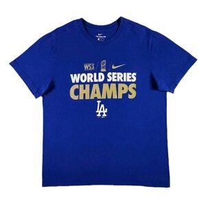 LA Dodgers Nike World Series Shirt Medium Blue MLB Baseball Sportswear Retro Tee